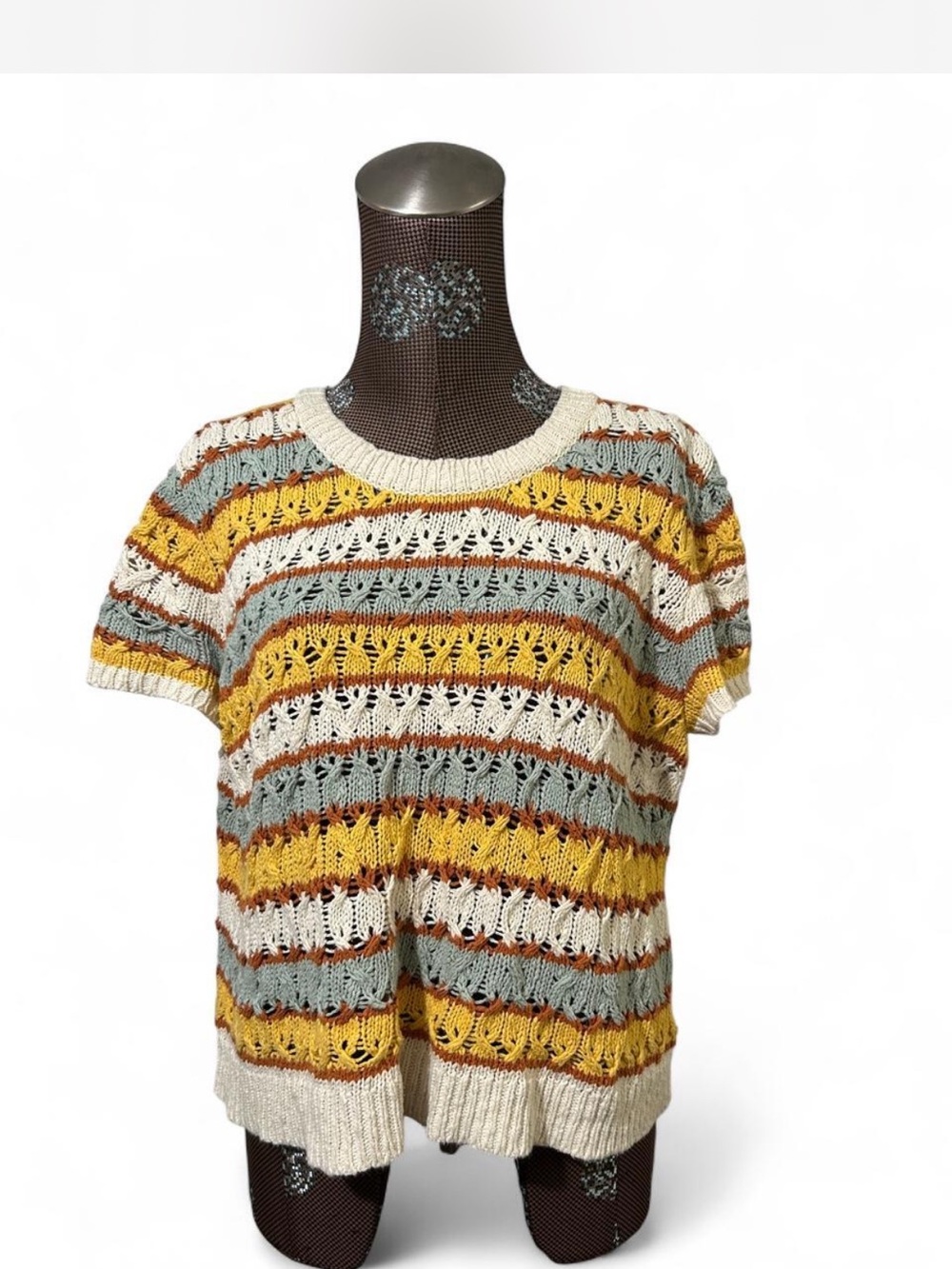 Madewell Cream Sweater with Orange, Yellow and Light Blue Accents